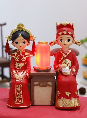 古风新中式婚庆好合结婚伴手礼树脂工艺品摆件新娘新娘一生相伴