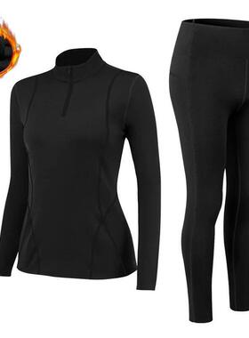 Thermal Underwear Women Mock-neck Sets Thin Fleece Fitness S