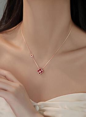 法国Rouje Dsyle 999纯银四叶草项链女2025蛇年本命年高级锁骨链