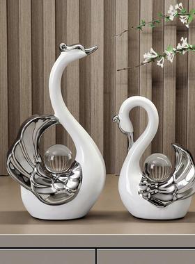 现简约水晶情天鹅摆件轻奢家居侣客厅餐YA833400边柜酒柜电视代柜