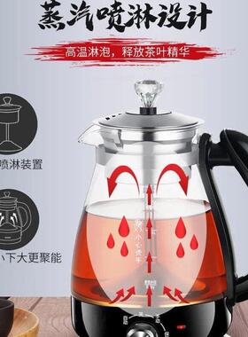 家用蒸汽煮茶器玻璃全自动办公室小型喷淋茶炉安化黑茶泡茶养生壶