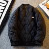 Kuraishi Kazuki trendy brand diamond-shaped cotton jacket for men in autumn and winter plus velvet retro Japanese style casual baseball collar warm jacket
