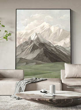 沙发背画落地装饰画挂画玄关绿色客厅现代北欧有简约靠山风景壁画