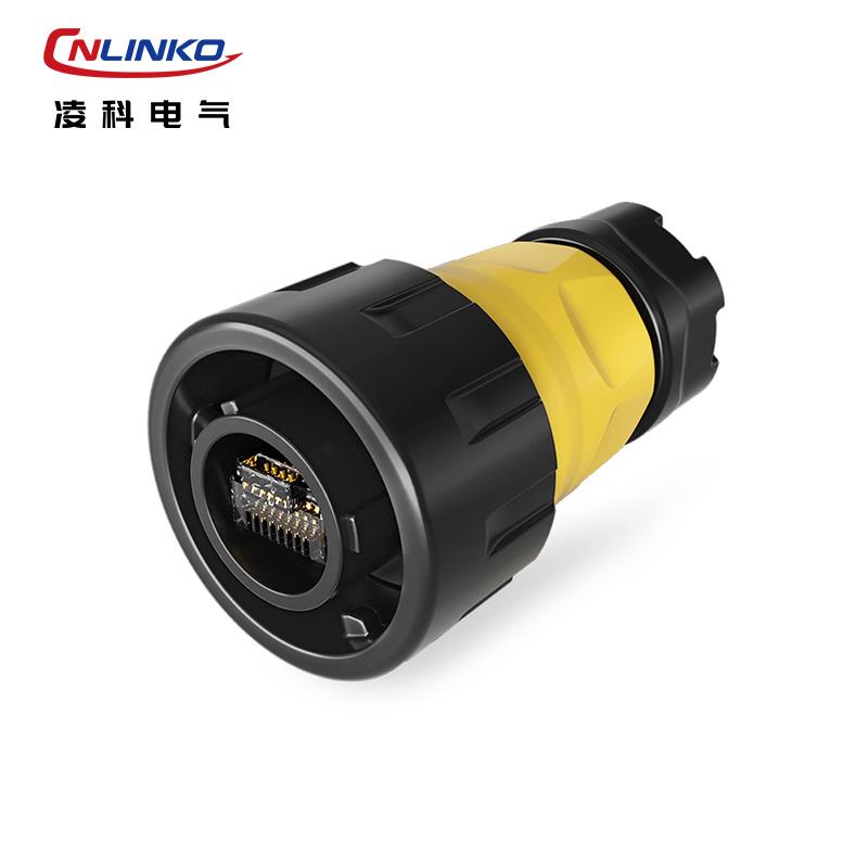 凌科CNLINKO防水圆形rj45直通面板网络航空插头 网口防水接头IP68 - 图0