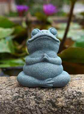 趣味青蛙摆件创意微景观庭院可爱仿真动物鱼缸水族盆景苔藓缸装饰