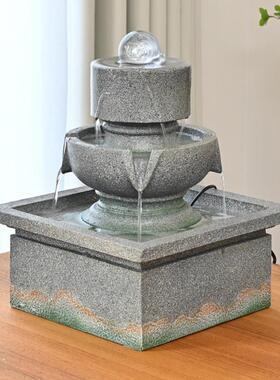 流水生财摆件循环水办公室风水轮客厅桌面高端招财喷泉开业乔迁礼