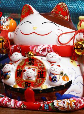 招财猫摆件 11寸大号招财进宝招财猫店铺开 业创意礼品陶瓷存钱筒