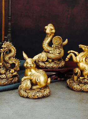 纯铜十二生肖摆件铜虎鼠牛兔龙蛇马羊猴鸡狗猪家居吉祥物工艺礼品