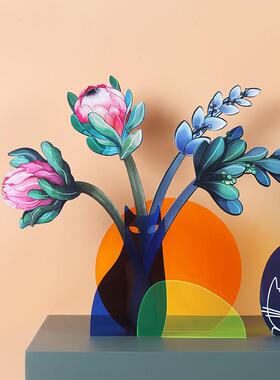 空之喵喵|ins风北欧客厅亚克力花瓶干花摆件创意桌面水培插花水养