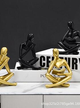 直销新款新款创意抽象人物看书思考者摆件客厅书房酒柜饰品工艺品