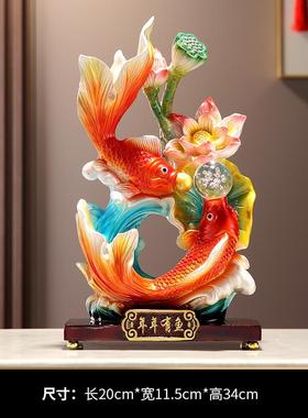 高档品年年有余招财摆件办玄关公室桌客酒柜厅电视柜装饰搬家乔迁