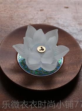 新款禅悦佛艺古法琉璃莲花插室内家香居件摆禅意线香香插座香盘礼