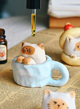 玺闻乐见创意手工摆件扩香可爱桌面猫咪摆件车载装饰治愈萌系礼物