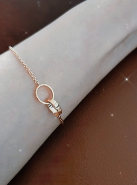 公价1.46万】99新卡地亚玫瑰金双环手链B6027000正品二手