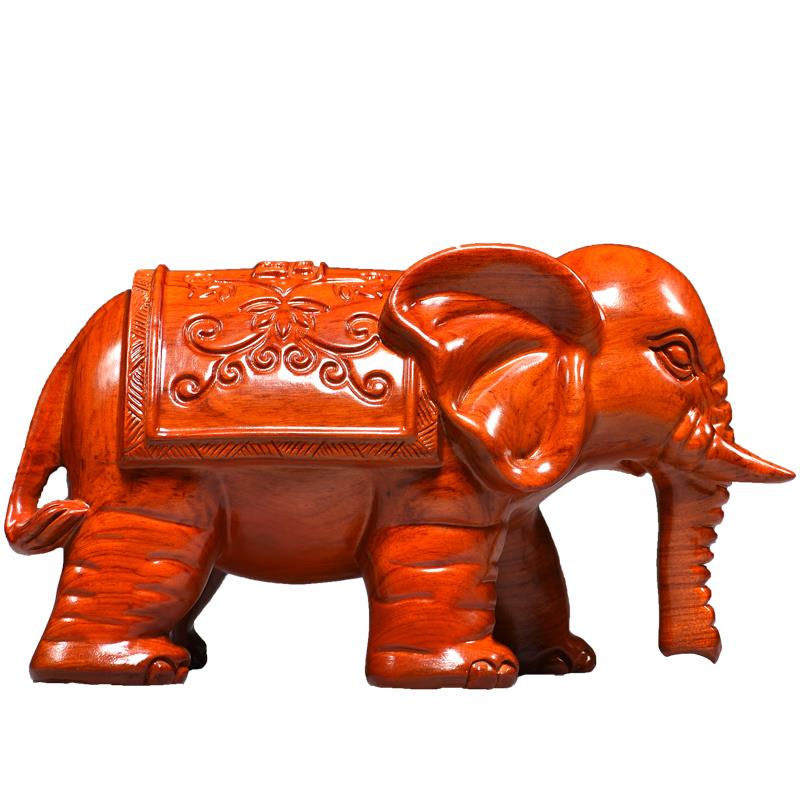 花送梨木雕吸水大象摆饰一对实玄关客厅电视木柜GG01033装饰艺品 - 图2