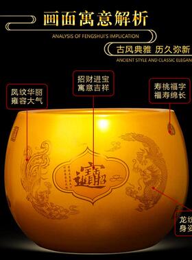 景德镇财瓷聚宝盆摆件聚财客厅玄关鱼缸宝装饰招财进宝招陶进乔迁