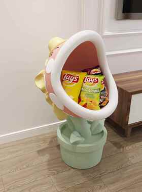 大嘴花零食架食人鱼大客厅卧室咖啡桌地板储物装饰移动礼品装饰品