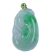 Burmese natural authentic jadeite 18k gold buckle ice type floating sun green full green flashing Ruyi jade pendant 10.24g
