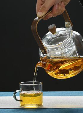 玻璃蒸煮茶壶家用电陶炉烧水壶专用茶具加厚黑茶提梁壶泡茶器套装