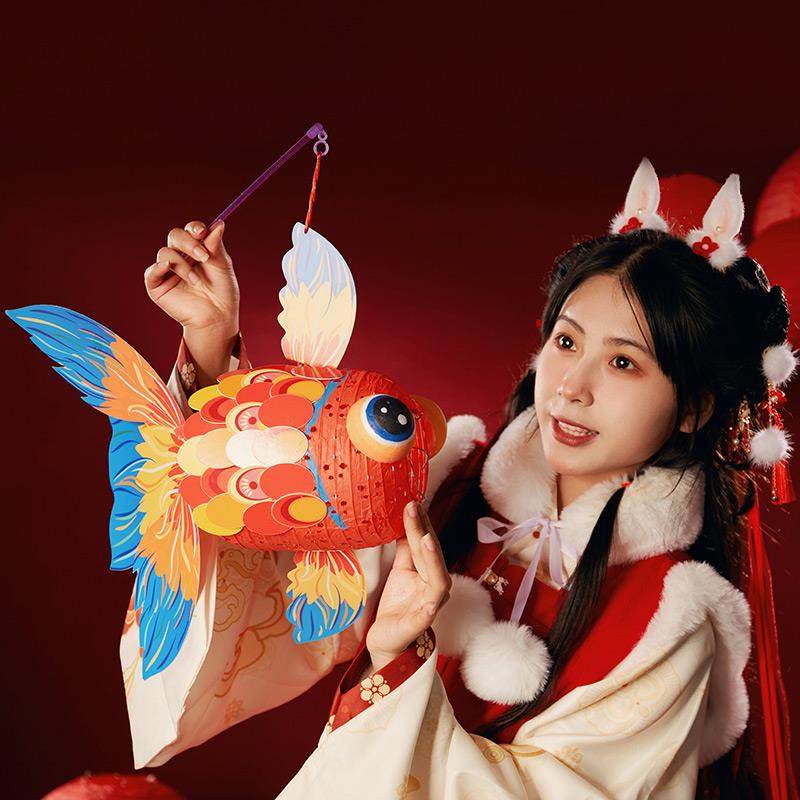 传统小鱼手提发光小灯笼材料包儿童手工制作新春端午好运金鱼花灯,淘宝优惠券,粉丝福利购,淘宝优惠卷