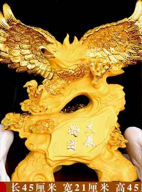 高档大展宏老鹰件现代中艺式招财树脂工礼品摆饰家居办公室装图饰