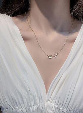 白玉日髓金香项链女9郁25银轻奢众锁骨链生礼小物5XL8120送女友送