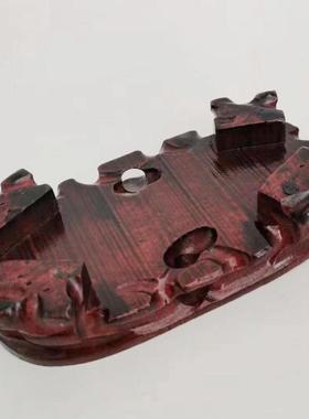 椭圆形托盘木头底座花瓶装饰摆件