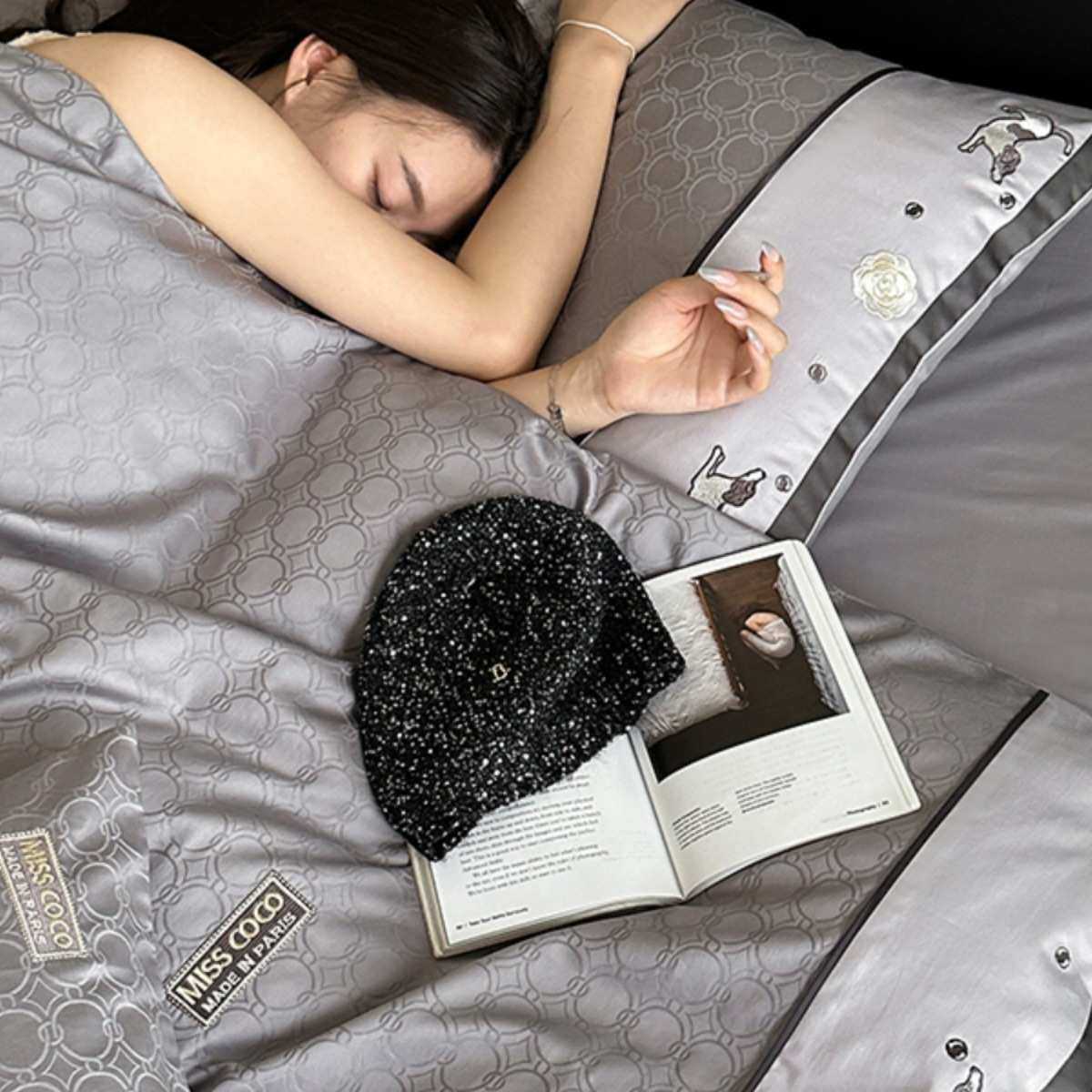 100s澳棉提花精致刺绣拼边嵌绳四件套轻奢高级感全棉床单床上用品,淘宝优惠券,粉丝福利购,淘宝优惠卷