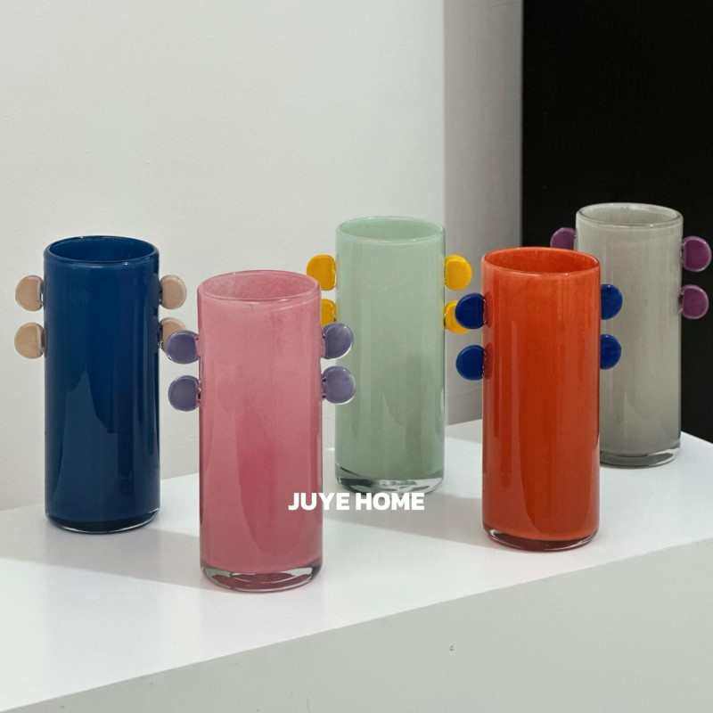 高颜值中古多巴胺玻璃花瓶 双耳彩色花器 水培高品质装饰摆件批发,淘宝优惠券,粉丝福利购,淘宝优惠卷