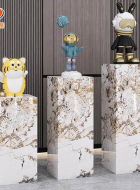 大理石摆件展示底座增高台客展厅酒店会所工艺品装饰岩板立柱石墩