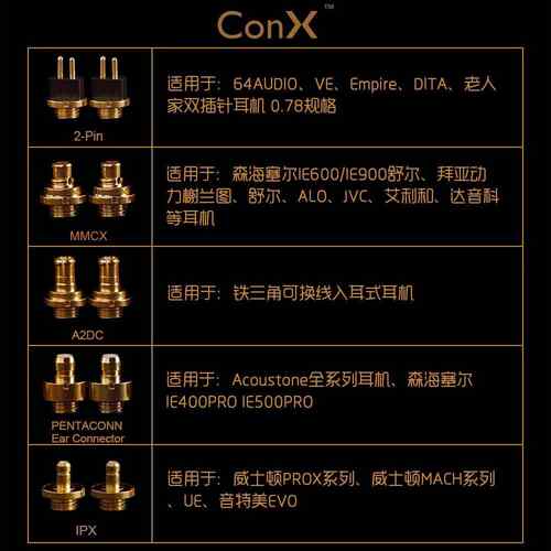 Effect Audio ConX EA可换插针2pin/MMCX/A2DC/PE/IPX耳机升级线 - 图1