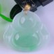 Burmese natural genuine jadeite 18k gold buckle ice type floating sun green full of floating flowers flashing Buddha jade pendant 6.90g