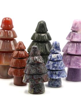 Christmas tree 天然石工艺品圣诞树桌面摆件 装饰品创意家居饰品