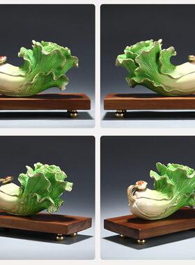 礼之源黄铜工艺品百财如意白菜摆件家居酒柜装饰摆设乔迁开业礼品