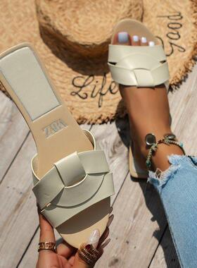 2025 summer shoes women Bowtie Slippers ladies flat sandals