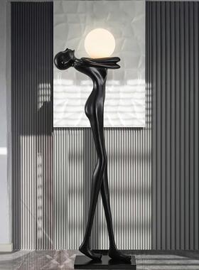 客厅玄关大堂装饰创意艺术人物形雕塑像大型自强者落地灯摆件网红