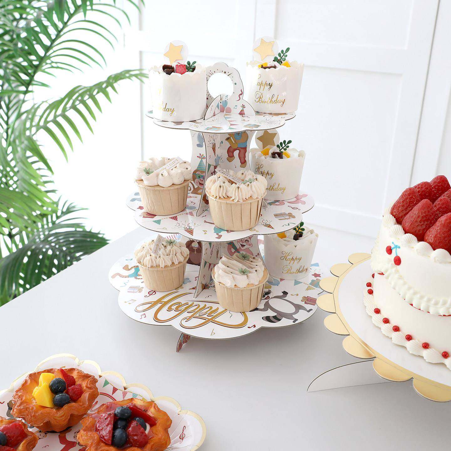 蛋糕展示架周岁生日场景布置装饰甜品台蛋糕托盘卡通三层甜甜圈摆,淘宝优惠券,粉丝福利购,淘宝优惠卷