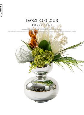 2023新款假花仿真花摆设客厅现代轻奢会议室桌花艺玻璃摆花