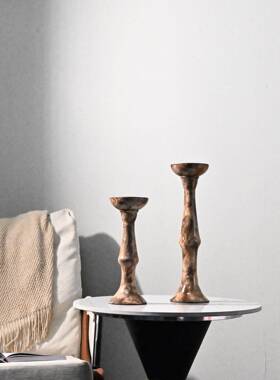 新中式中古侘寂风油画烛台蜡烛安静手绘几何的抽象摆件书房卧室