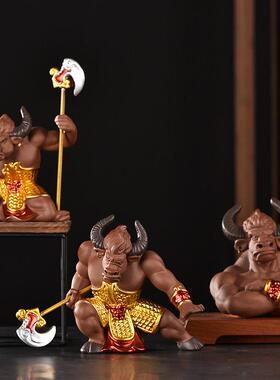 飞天饰品紫砂牛魔鬼财富别墅中国风客厅入口酒柜装饰饰品生肖牛