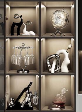 红酒杯架酒柜装饰品摆件现代轻奢高档家居客厅边柜电视柜展示套装