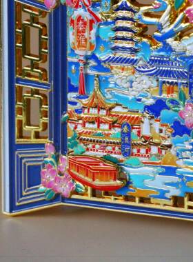 南京秦淮河古窗金属冰箱贴夫子庙鸡鸣寺磁性贴城市旅游文创纪念品
