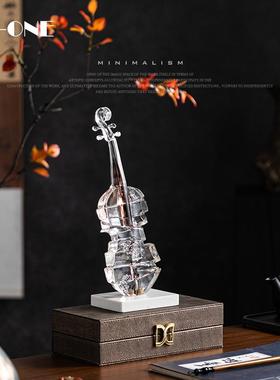 十匠三新中式透品YB-RZ-19明墨小提琴创意水艺术工艺高档软家居装