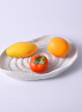 北欧现代简约白色异形树脂家居装饰托盘KTV酒店样板房餐桌水果盘