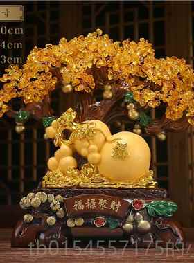 正品金蟾财摆件送黄水晶发财树店聚宝盆轻奢客招厅朋友开开业礼物