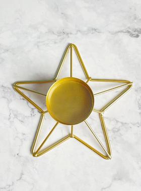 厂家直销圣诞系列烛台铁艺摆件迷你小灯笼铁质五角星婚恋舞台道具