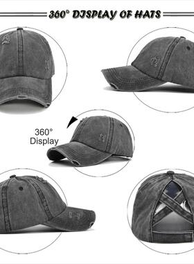 Womens Criss Cross Ponytail Baseball Cap Messy Bun Dad