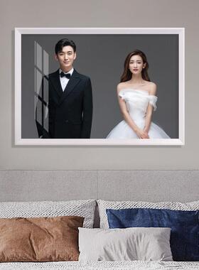 床头婚纱照相框照片制作放大打印加挂墙卧室结婚照挂画 画全家福