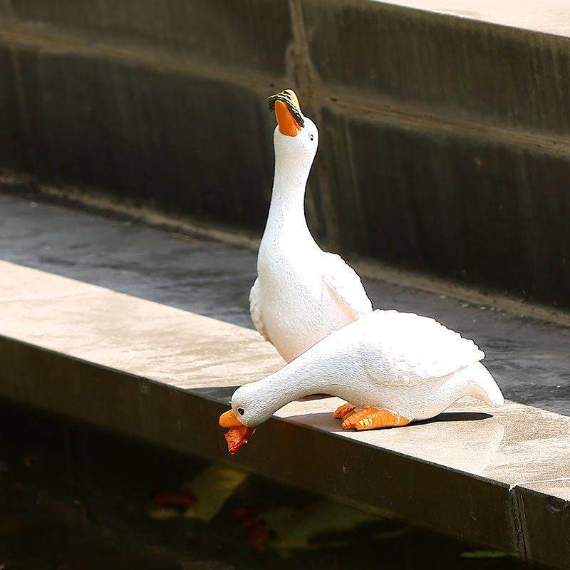 户外庭院花园水景假山装饰鱼池鱼缸造景小白鸭子摆件水池流水景观,淘宝优惠券,粉丝福利购,淘宝优惠卷