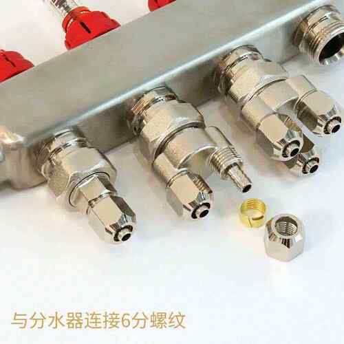 新款直销全铜地暖毛细管接头 10管一分一 分二 分三接头适配器 - 图1